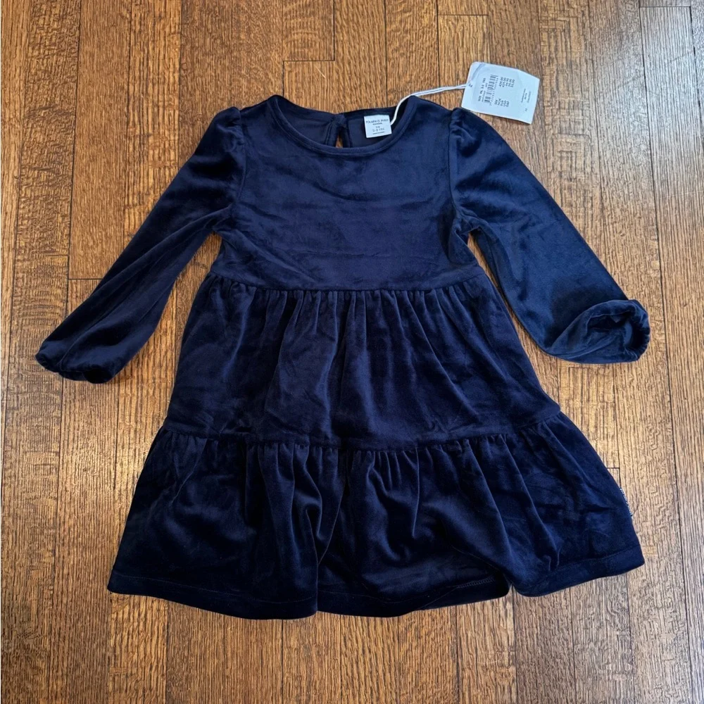 NWT Polarn O Pyret tiered velour dress 2-3 years